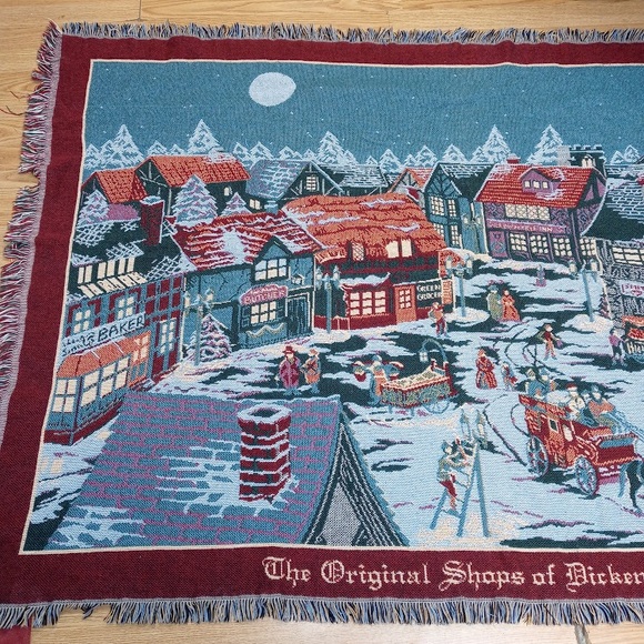 Dickens Village Tapestry blanket Christmas - Picture 2 of 7
